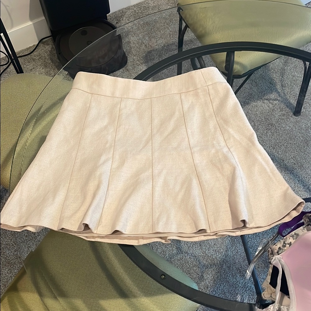 Banana Republic Cream Pleated Skater Mini Skirt
